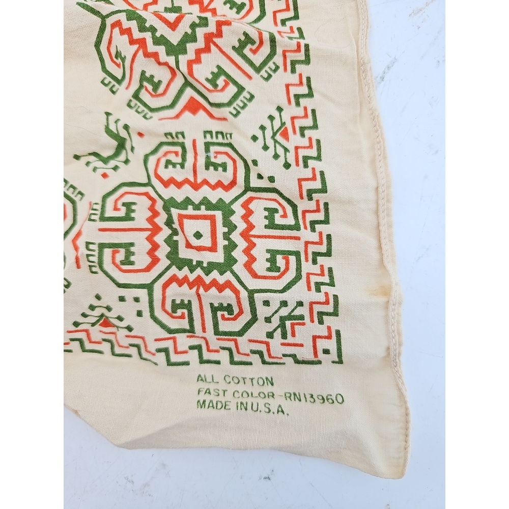 Vintage Geometric Pattern Cotton Bandana - Picture 4 of 5